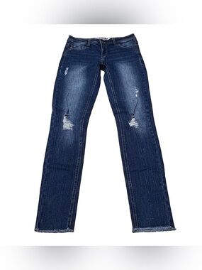 Seven7 Mid Rise Skinny Fray Destructed Stretch Blue Jeans Women’s Size 5 27W